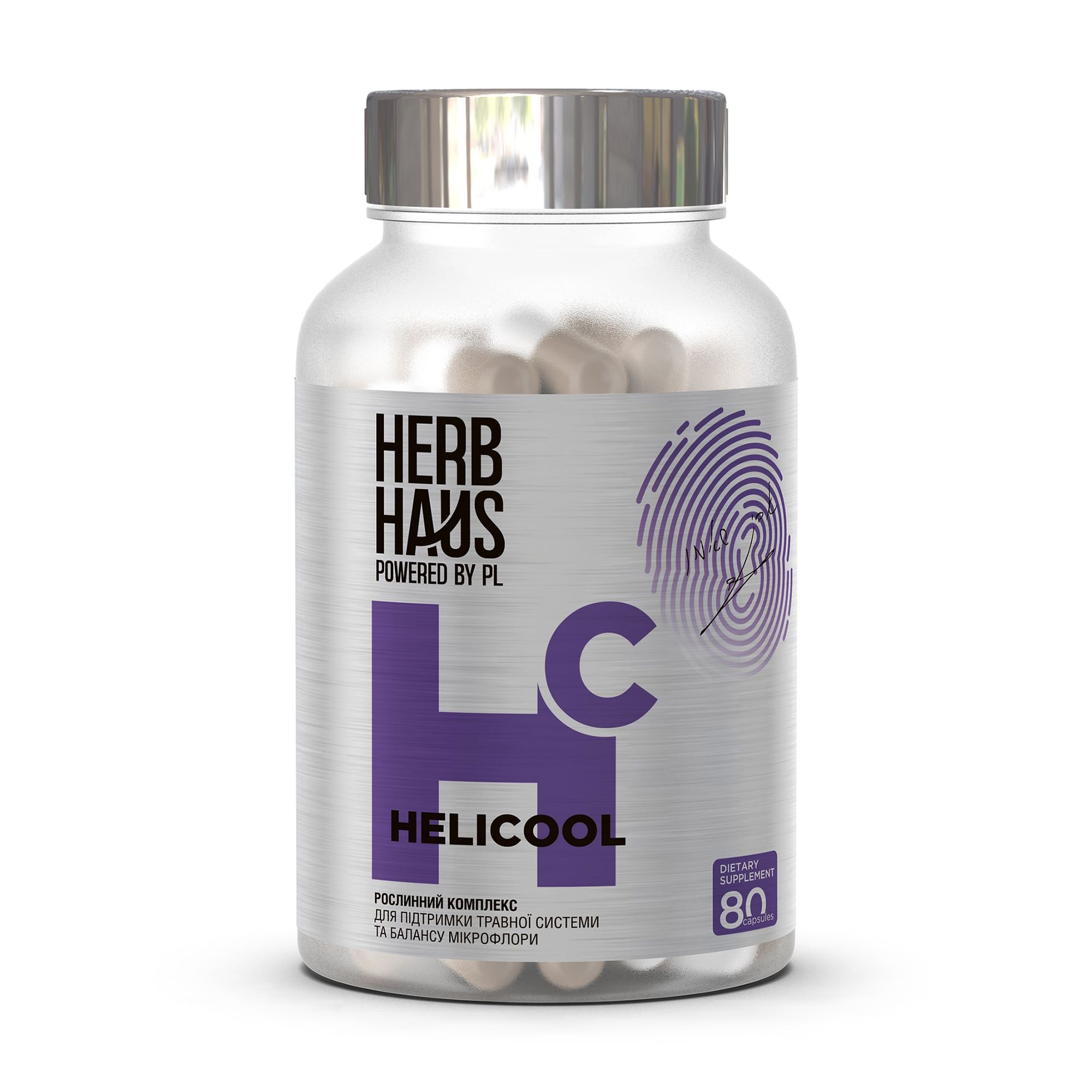 Комплекс для підтримки травної системи та балансу мікрофлори HERB HAUS Helicool, 80 капсул